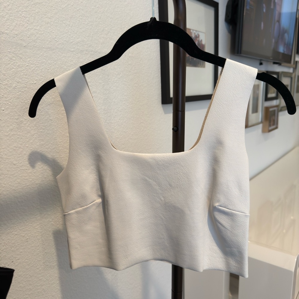 Commando Faux Leather Crop Top, White